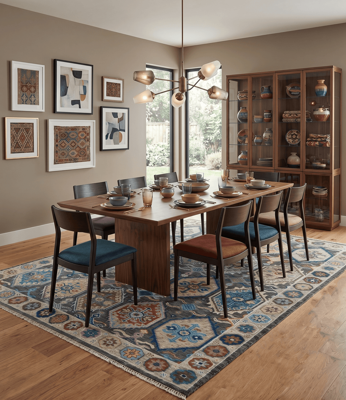 Antique look Charcoal And beige Hand knotted Custom Made wool Area Rug.
