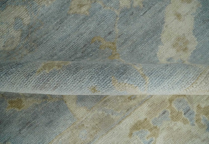 Antique look Charcoal and Beige Hand knotted Traditional Oushak wool Area Rug.