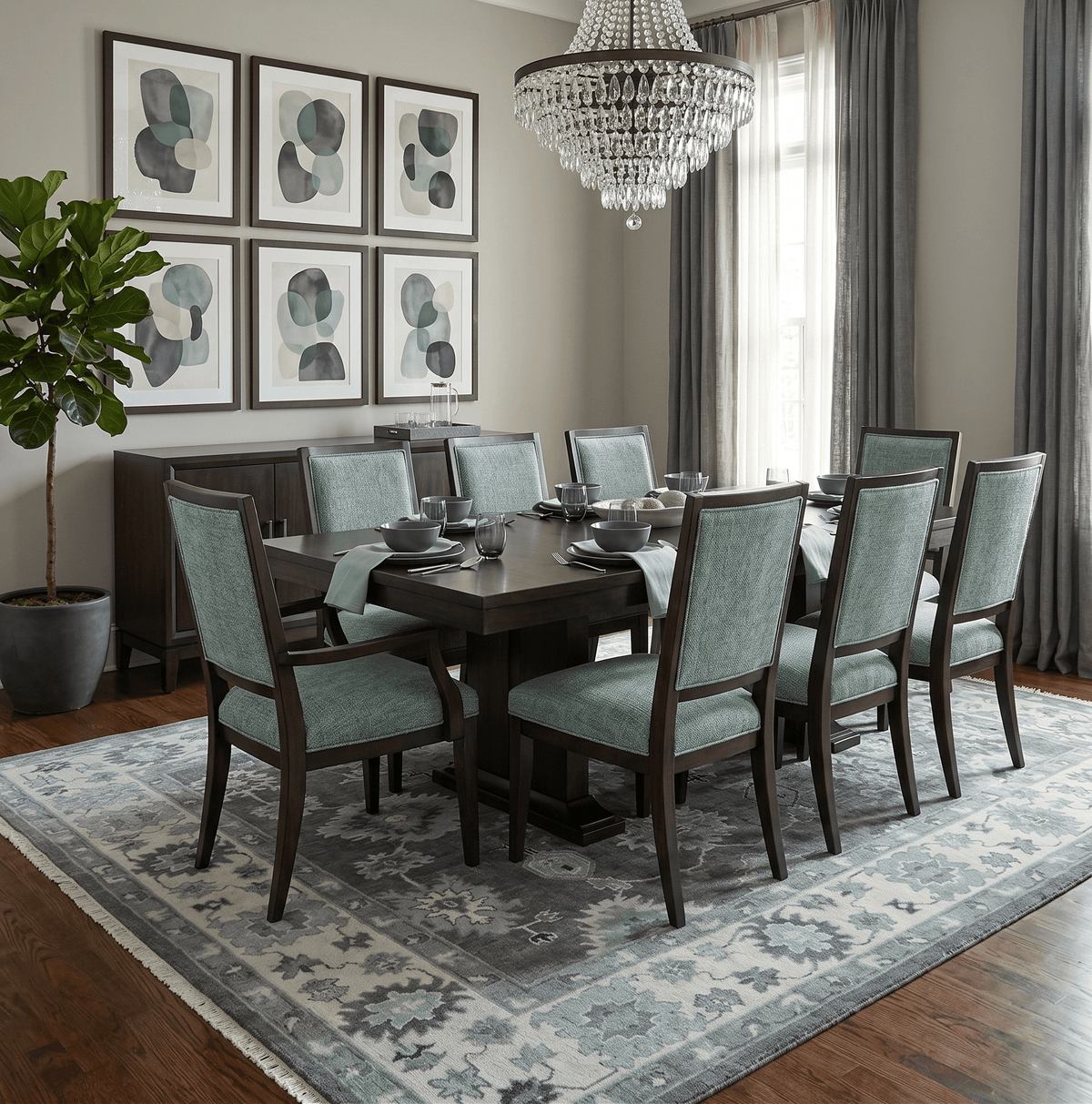 Antique look Charcoal, Ivory and Silver Hand knotted Traditional Oushak Custom Made wool Area Rug.
