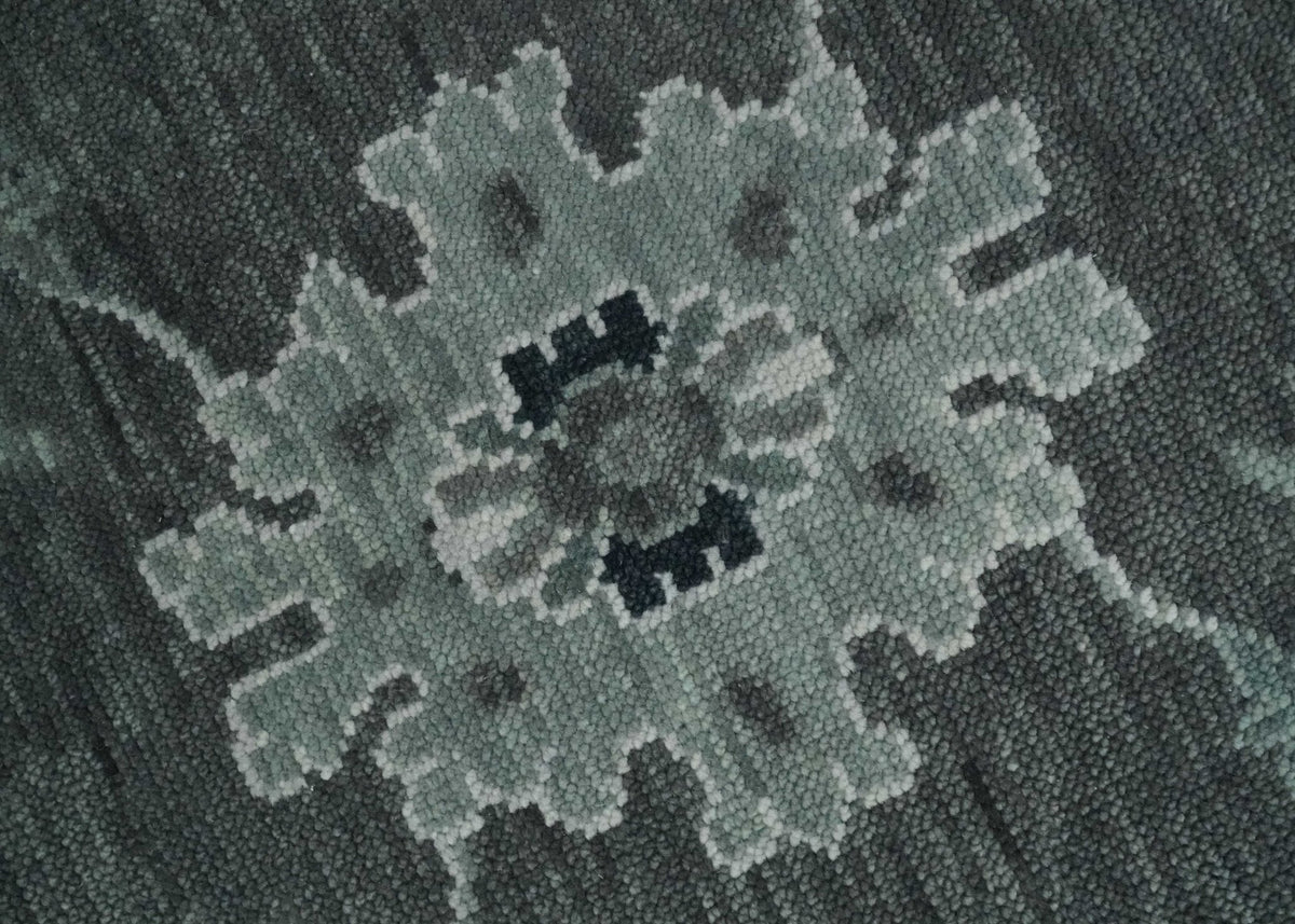 Antique look Charcoal, Ivory and Silver Hand knotted Traditional Oushak Custom Made wool Area Rug.