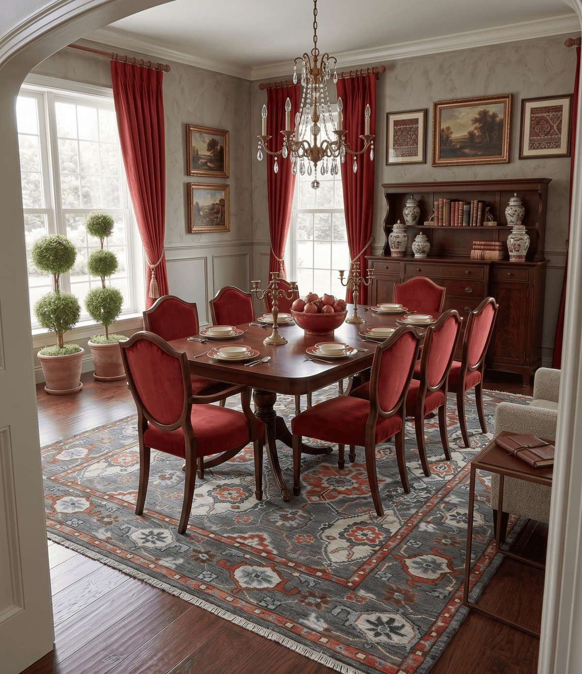 Antique look Gray And Rust Hand knotted Traditional Oushak Multi Size Area Rug.