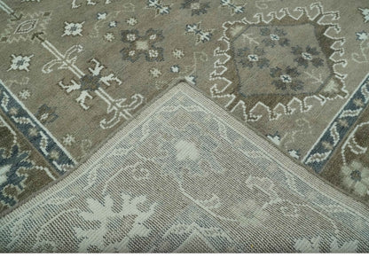 Antique look Grayish-Green and Ivory Hand Knotted Traditional Heriz Custom Made wool Area Rug.