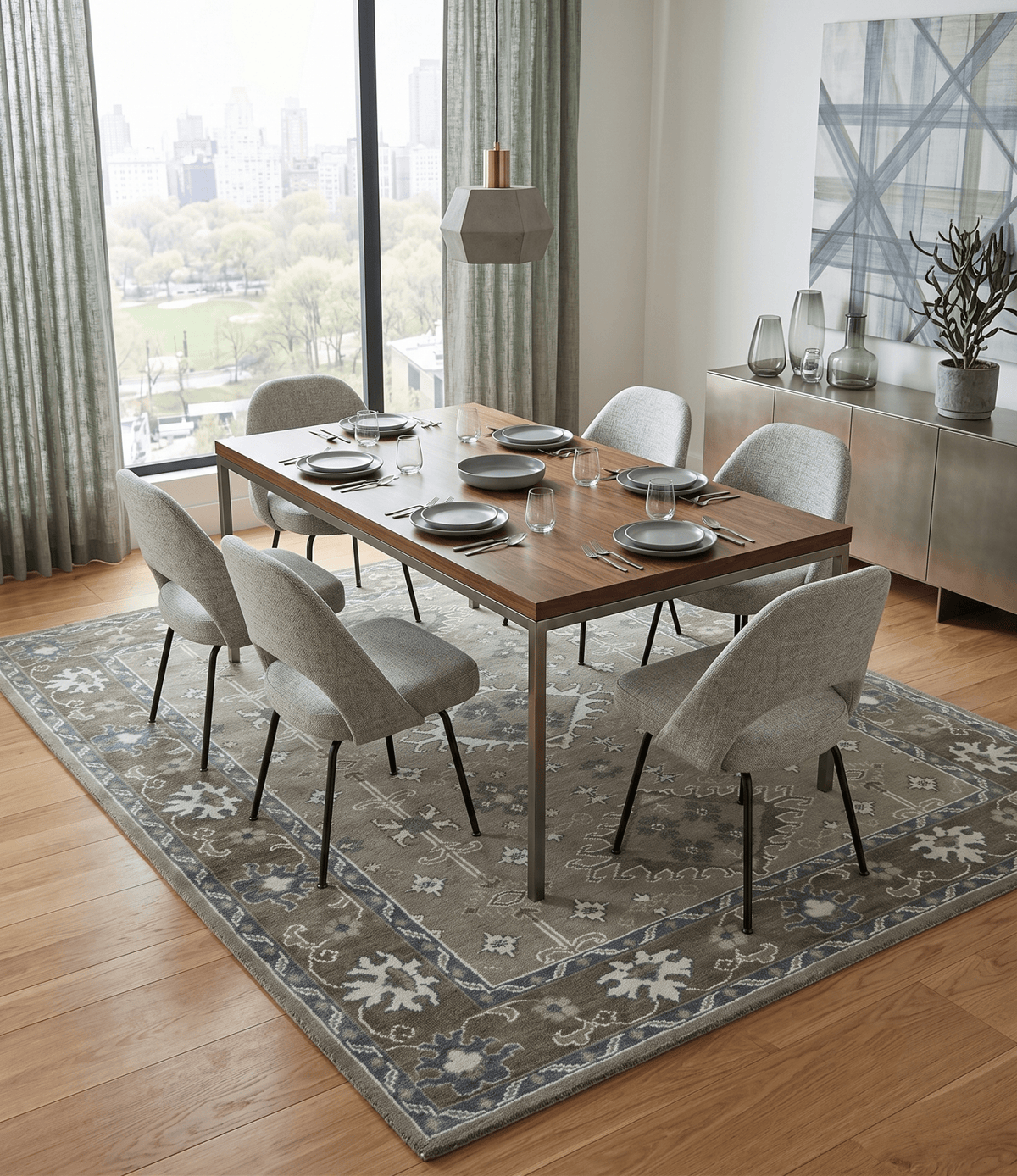 Antique look Grayish-Green and Ivory Hand Knotted Traditional Heriz Custom Made wool Area Rug.