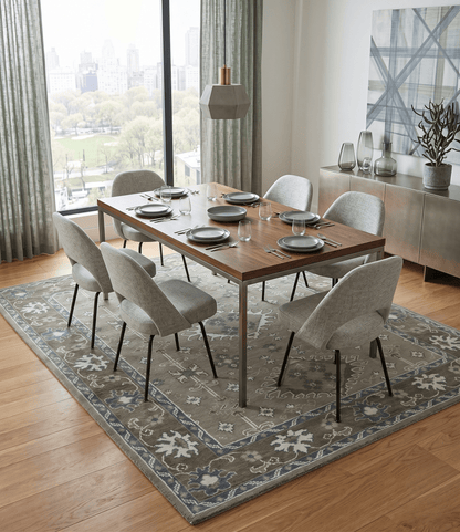 Antique look Grayish-Green and Ivory Hand Knotted Traditional Heriz Custom Made wool Area Rug.