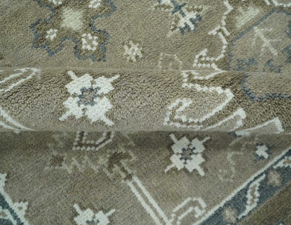Antique look Grayish-Green and Ivory Hand Knotted Traditional Heriz Custom Made wool Area Rug.
