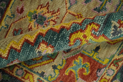 Antique Moss Green and Pink Traditional Multi Size Wool Area Rug.