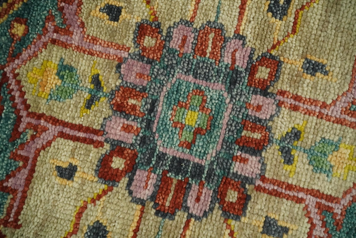 Antique Moss Green and Pink Traditional Multi Size Wool Area Rug.