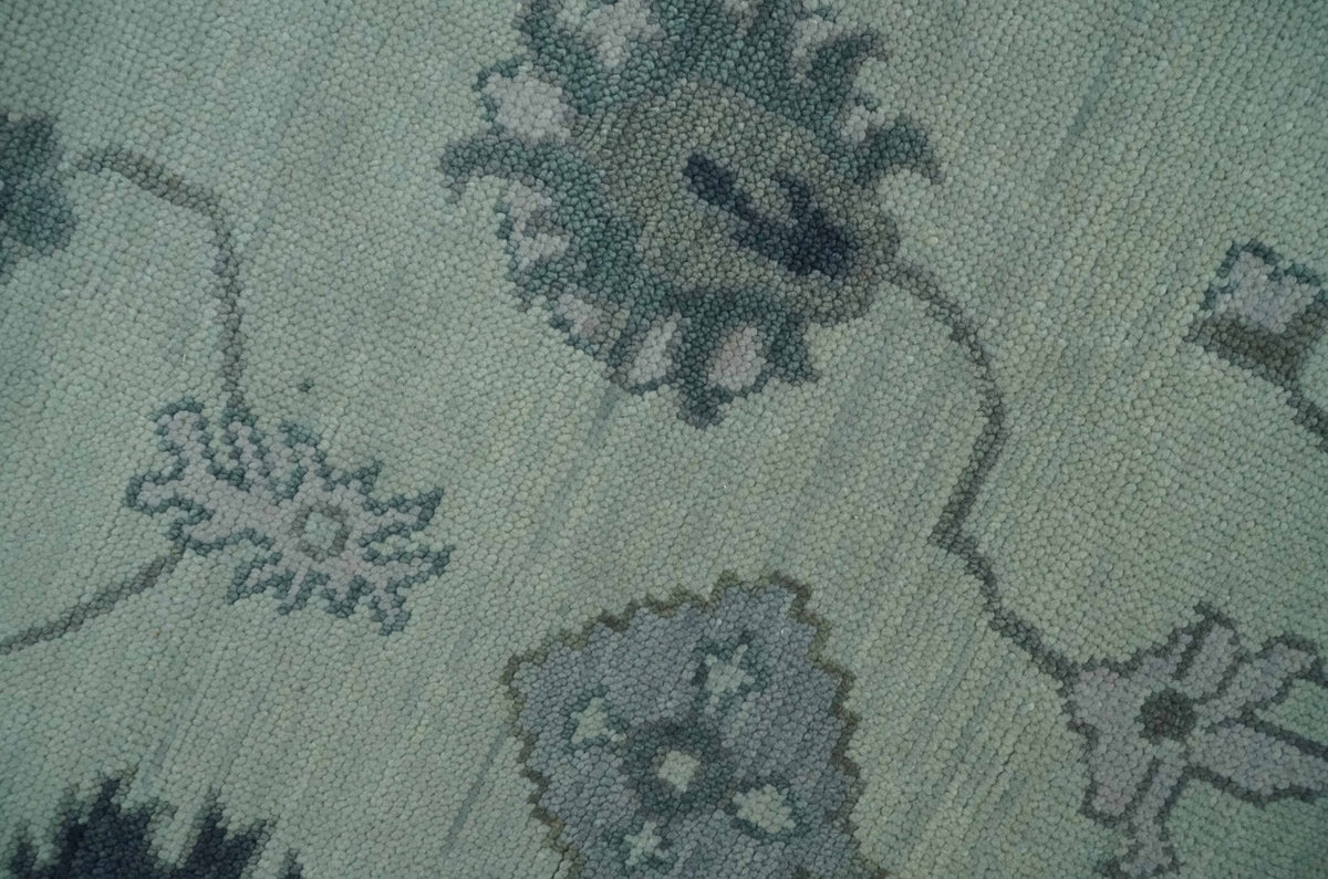 Antique Hand Knotted Beige and Silver Traditional Oushak wool Area Rug.