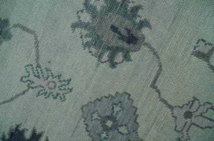 Antique Hand Knotted Beige and Silver Traditional Oushak wool Area Rug.
