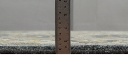 Antique Muted Traditional Heriz Blue ,Beige and Brown Hand knotted Custom made wool Area Rug.
