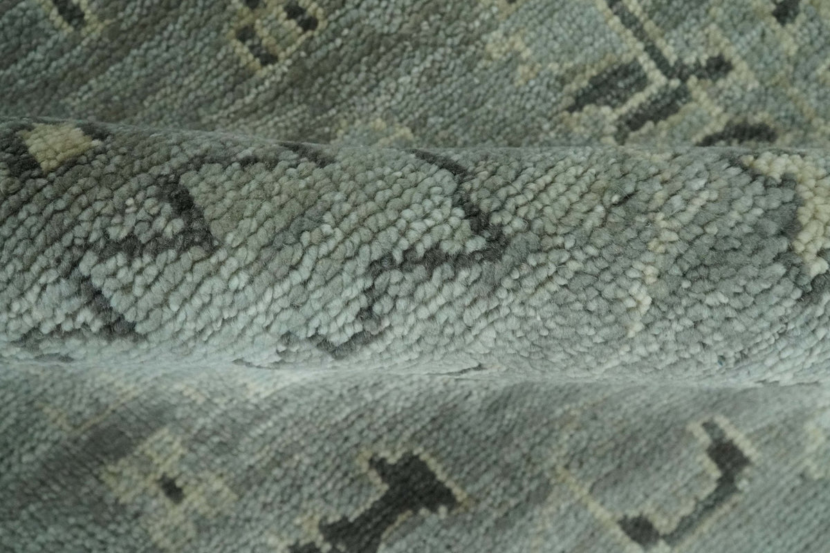 Antique Oushak Silver and Charcoal Multi size Wool Area Rug.