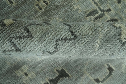 Antique Oushak Silver and Charcoal Multi size Wool Area Rug.