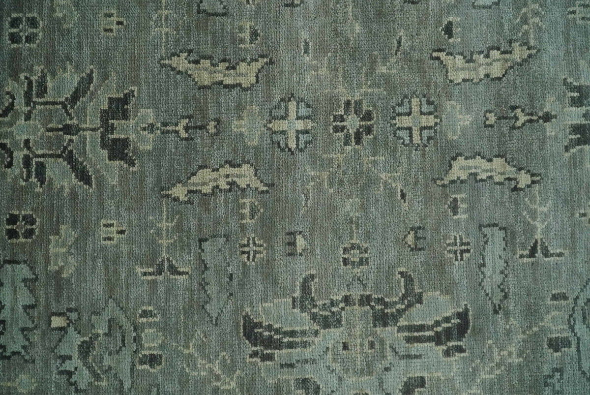 Antique Oushak Silver and Charcoal Multi size Wool Area Rug.