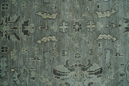 Antique Oushak Silver and Charcoal Multi size Wool Area Rug.