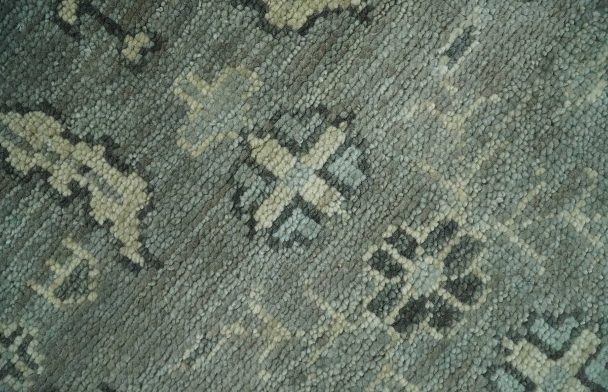 Antique Oushak Silver and Charcoal Multi size Wool Area Rug.