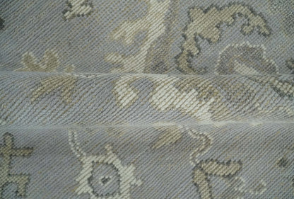 Antique Style Silver And Beige Modern Oushak wool Area Rug.