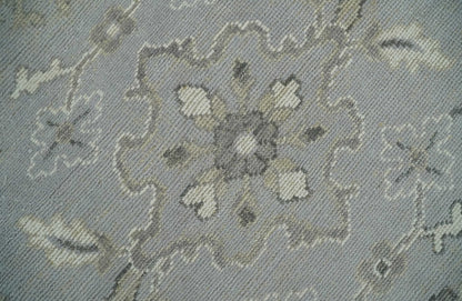 Antique Style Silver And Beige Modern Oushak wool Area Rug.