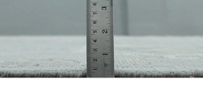 Antique Style Silver And Beige Modern Oushak wool Area Rug.