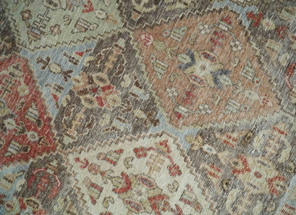 Antique look Multicolor Tribal Hand Knotted Distressed finished Oxidized Wool Area Rug.