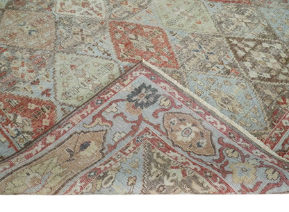 Antique look Multicolor Tribal Hand Knotted Distressed finished Oxidized Wool Area Rug.