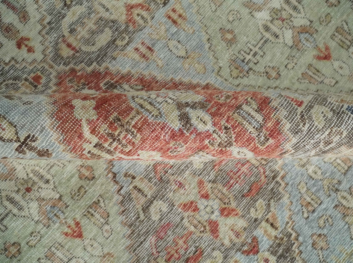 Antique look Multicolor Tribal Hand Knotted Distressed finished Oxidized Wool Area Rug.