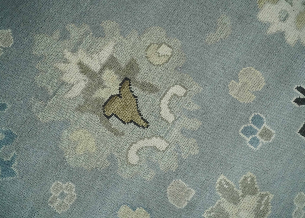 Custom Made Antique look Gray And Beige Hand Knotted Traditional Oushak Wool Area Rug.