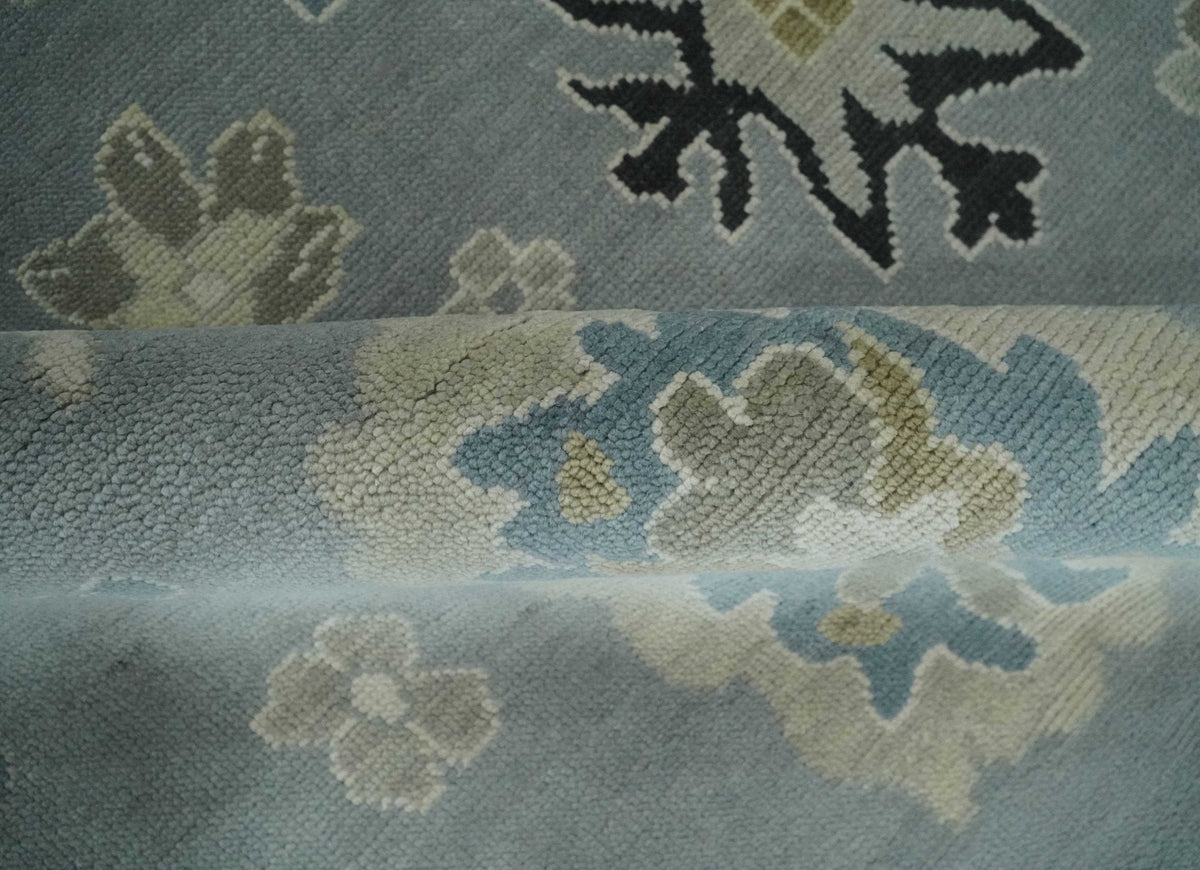 Custom Made Antique look Gray And Beige Hand Knotted Traditional Oushak Wool Area Rug.