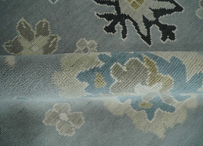 Custom Made Antique look Gray And Beige Hand Knotted Traditional Oushak Wool Area Rug.