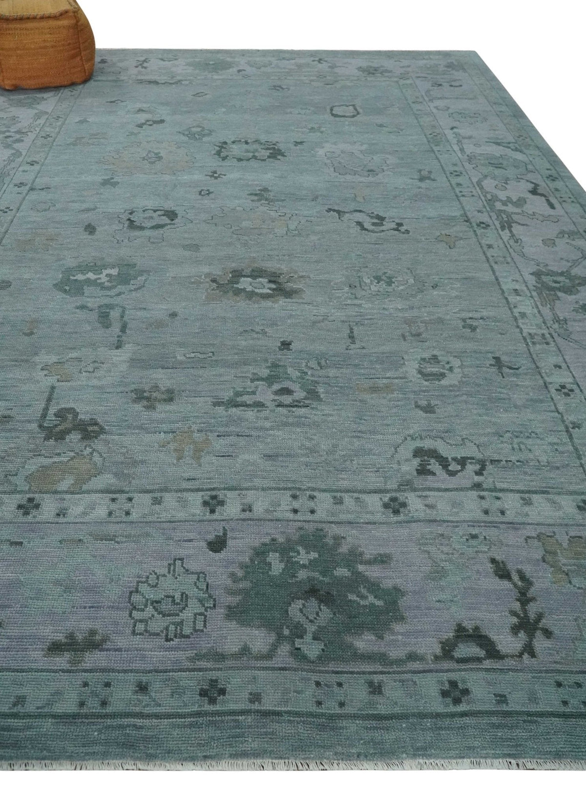 Antique style Gray and Silver Hand Knotted Multi Size Oushak Wool Area Rug.