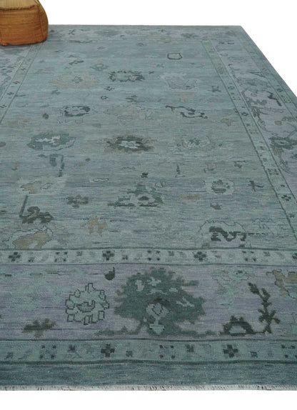 Antique style Gray and Silver Hand Knotted Multi Size Oushak Wool Area Rug.