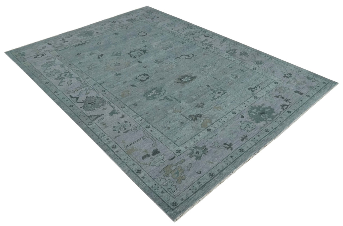 Antique style Gray and Silver Hand Knotted Multi Size Oushak Wool Area Rug.
