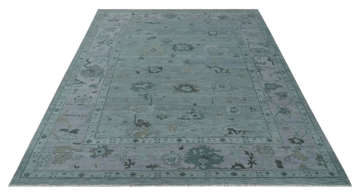 Antique style Gray and Silver Hand Knotted Multi Size Oushak Wool Area Rug.