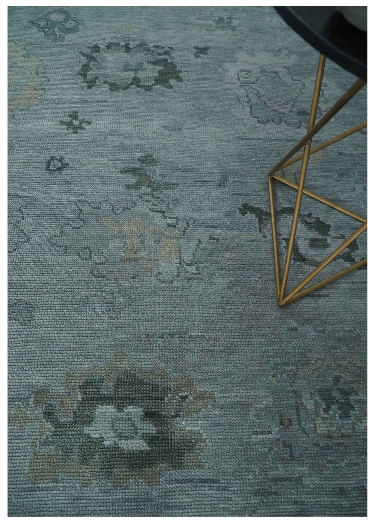 Antique style Gray and Silver Hand Knotted Multi Size Oushak Wool Area Rug.