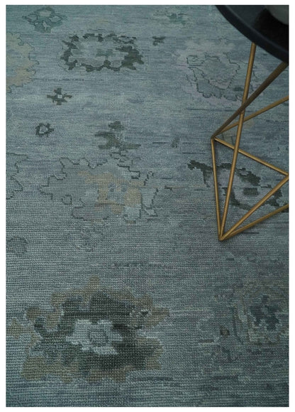 Antique style Gray and Silver Hand Knotted Multi Size Oushak Wool Area Rug.