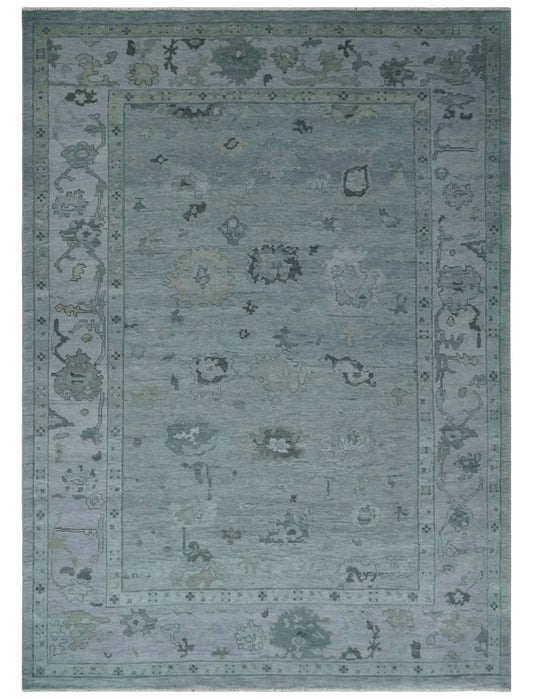 Antique style Gray and Silver Hand Knotted Multi Size Oushak Wool Area Rug.