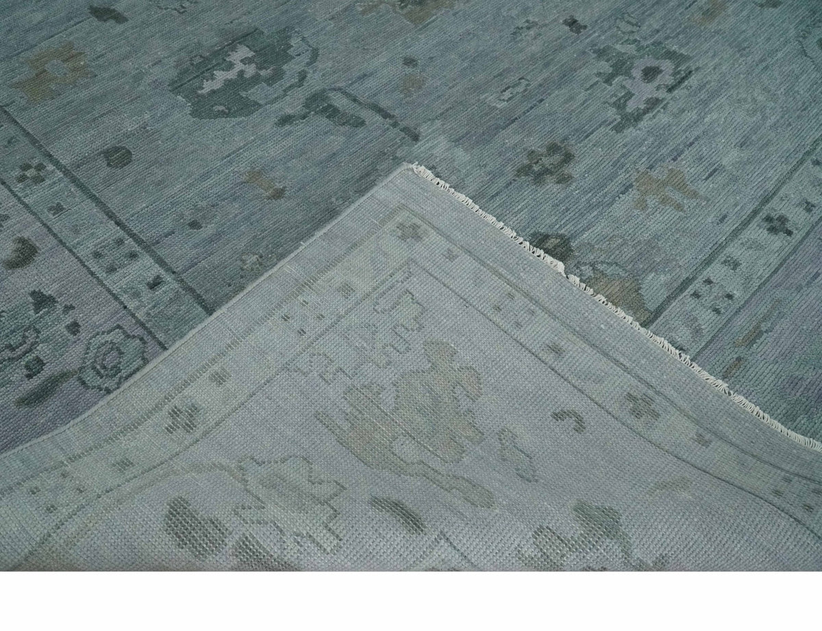 Antique style Gray and Silver Hand Knotted Multi Size Oushak Wool Area Rug.