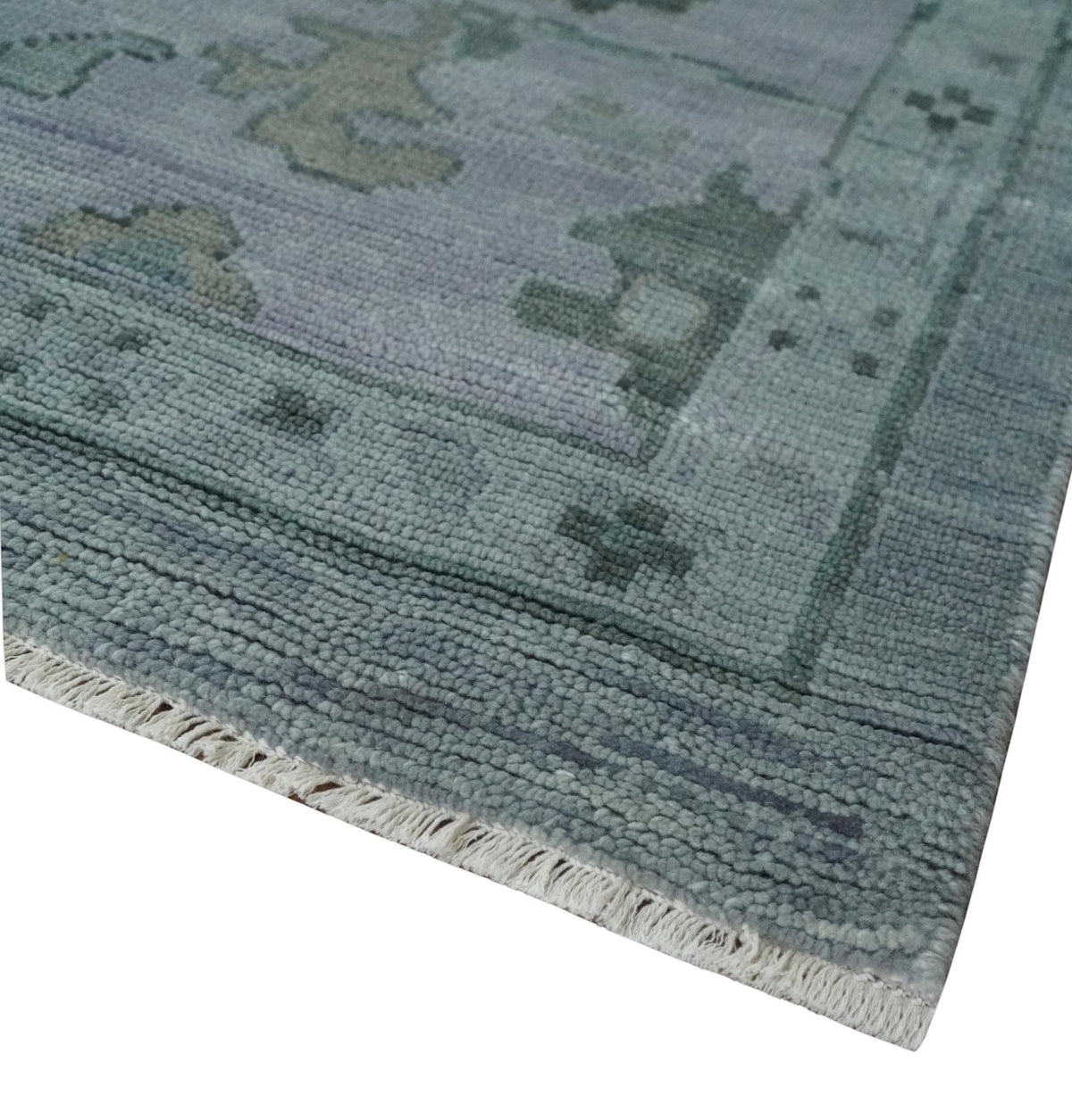 Antique style Gray and Silver Hand Knotted Multi Size Oushak Wool Area Rug.