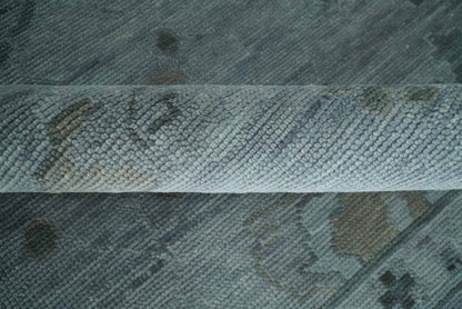 Antique style Gray and Silver Hand Knotted Multi Size Oushak Wool Area Rug.