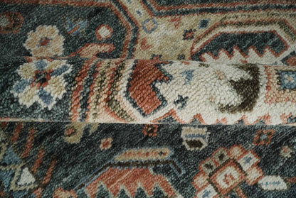 Antique Style Charcoal, Beige and Rust Hand knotted Custom Made wool Area Rug.