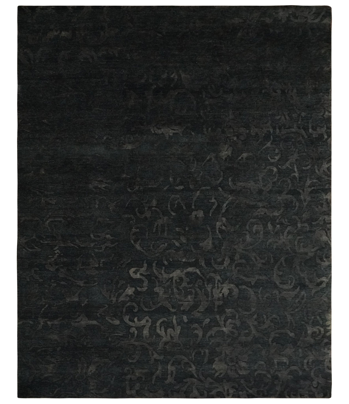 Antique Style Charcoal, Gray and Silver 8x10 Hand knotted wool Area Rug.
