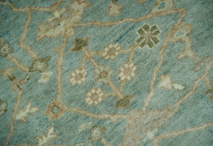 Antique style Floral Gray, Beige and Green Hand knotted Oriental Oushak Multi Size Wool Area Rug.