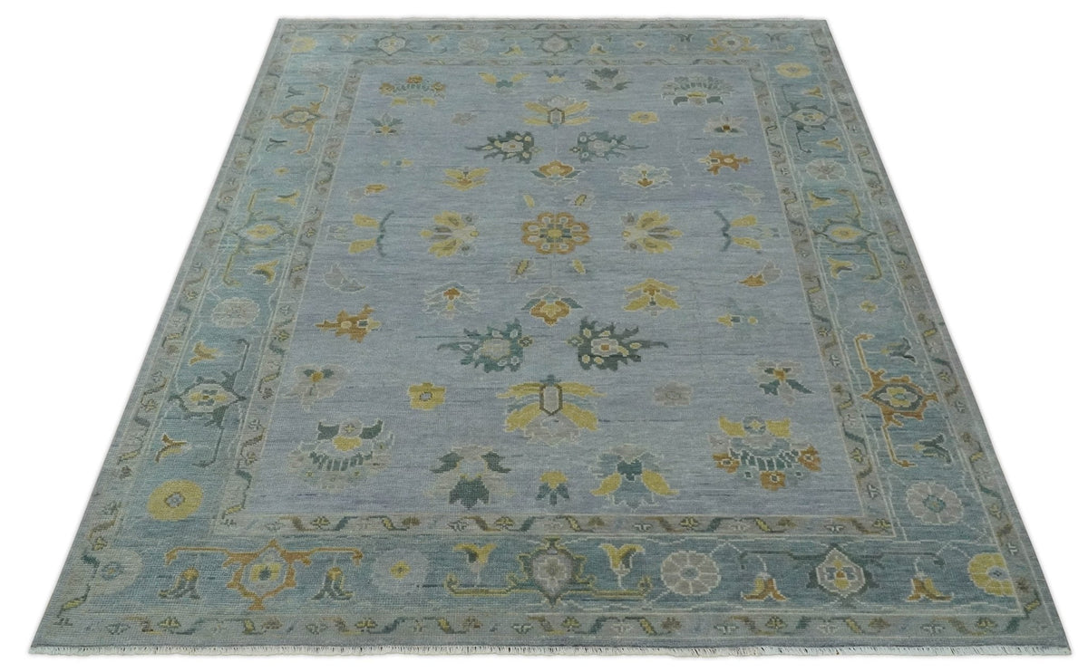 Antique Style Silver and Gray Traditional Hand knotted Oushak Custom Made wool Rug.