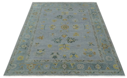 Antique Style Silver and Gray Traditional Hand knotted Oushak Custom Made wool Rug.