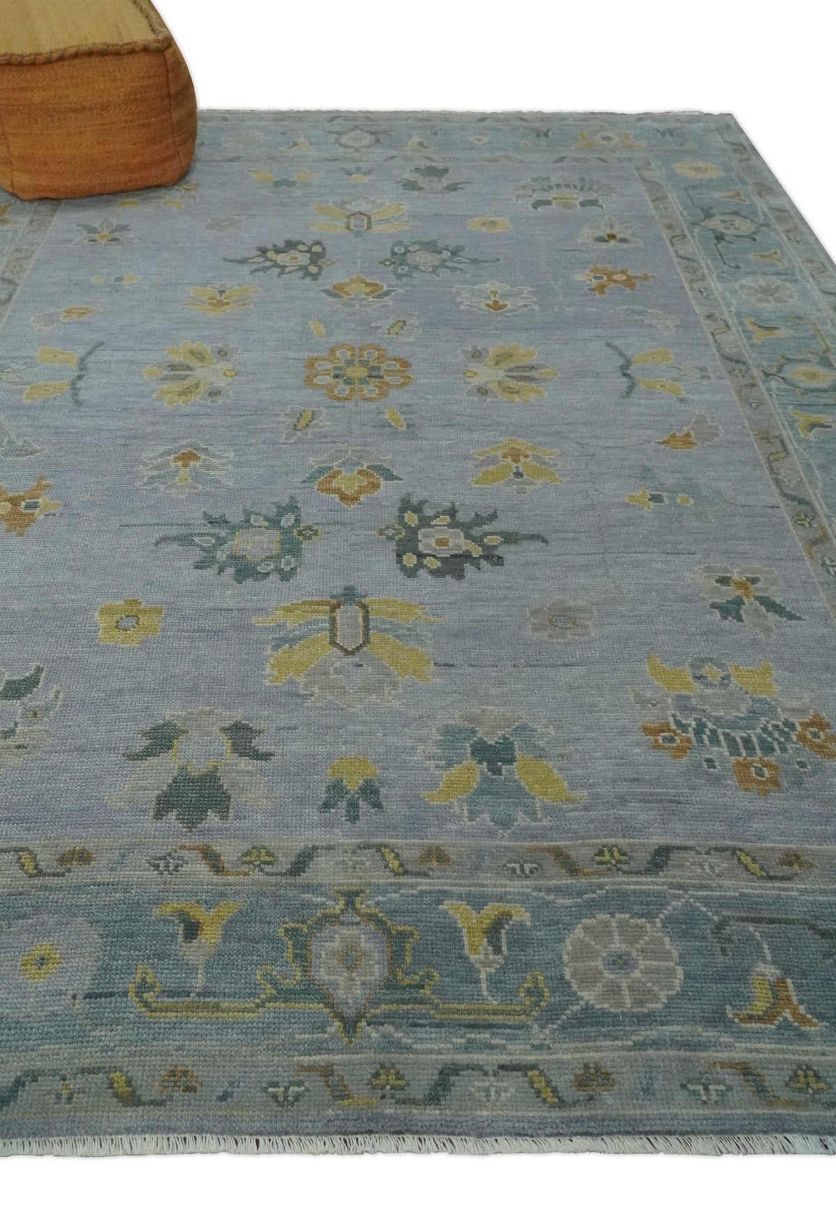 Antique Style Silver and Gray Traditional Hand knotted Oushak Custom Made wool Rug.