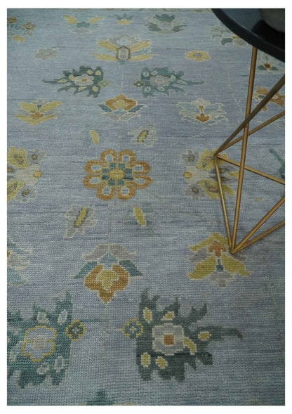 Antique Style Silver and Gray Traditional Hand knotted Oushak Custom Made wool Rug.