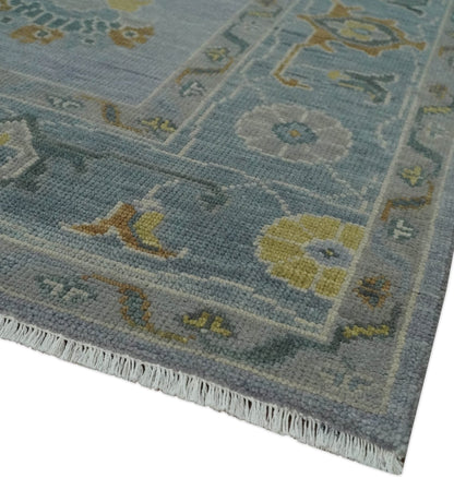 Antique Style Silver and Gray Traditional Hand knotted Oushak Custom Made wool Rug.