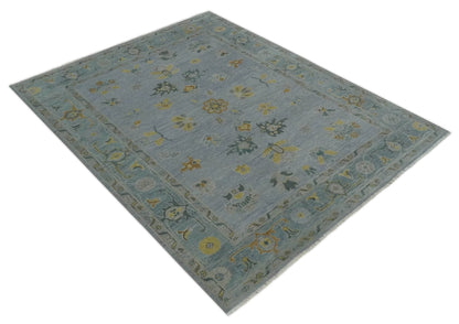 Antique Style Silver and Gray Traditional Hand knotted Oushak Custom Made wool Rug.