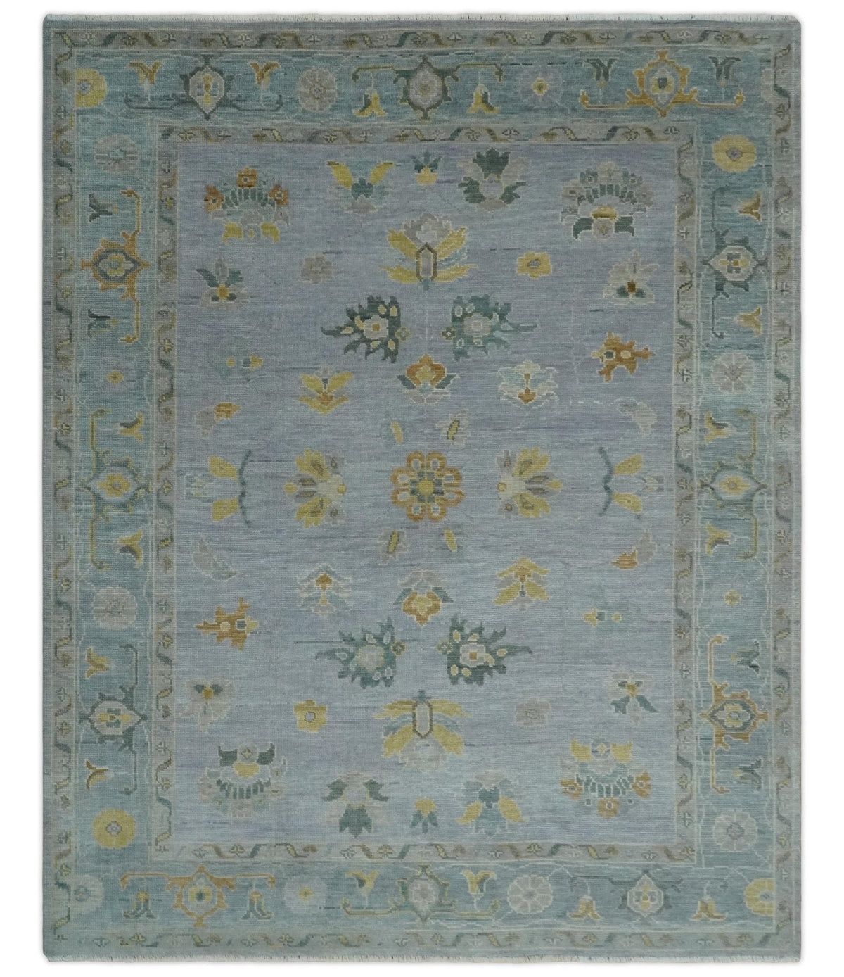 Antique Style Silver and Gray Traditional Hand knotted Oushak Custom Made wool Rug.