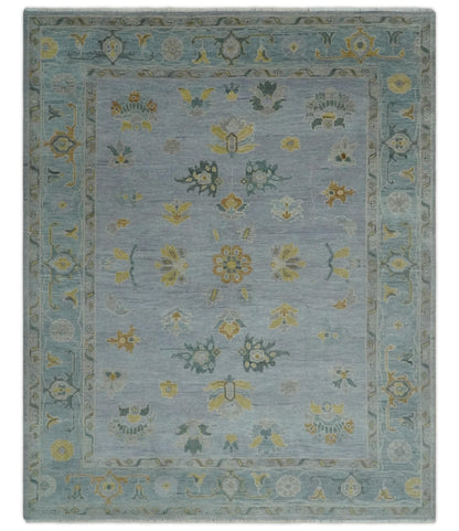 Antique Style Silver and Gray Traditional Hand knotted Oushak Custom Made wool Rug.