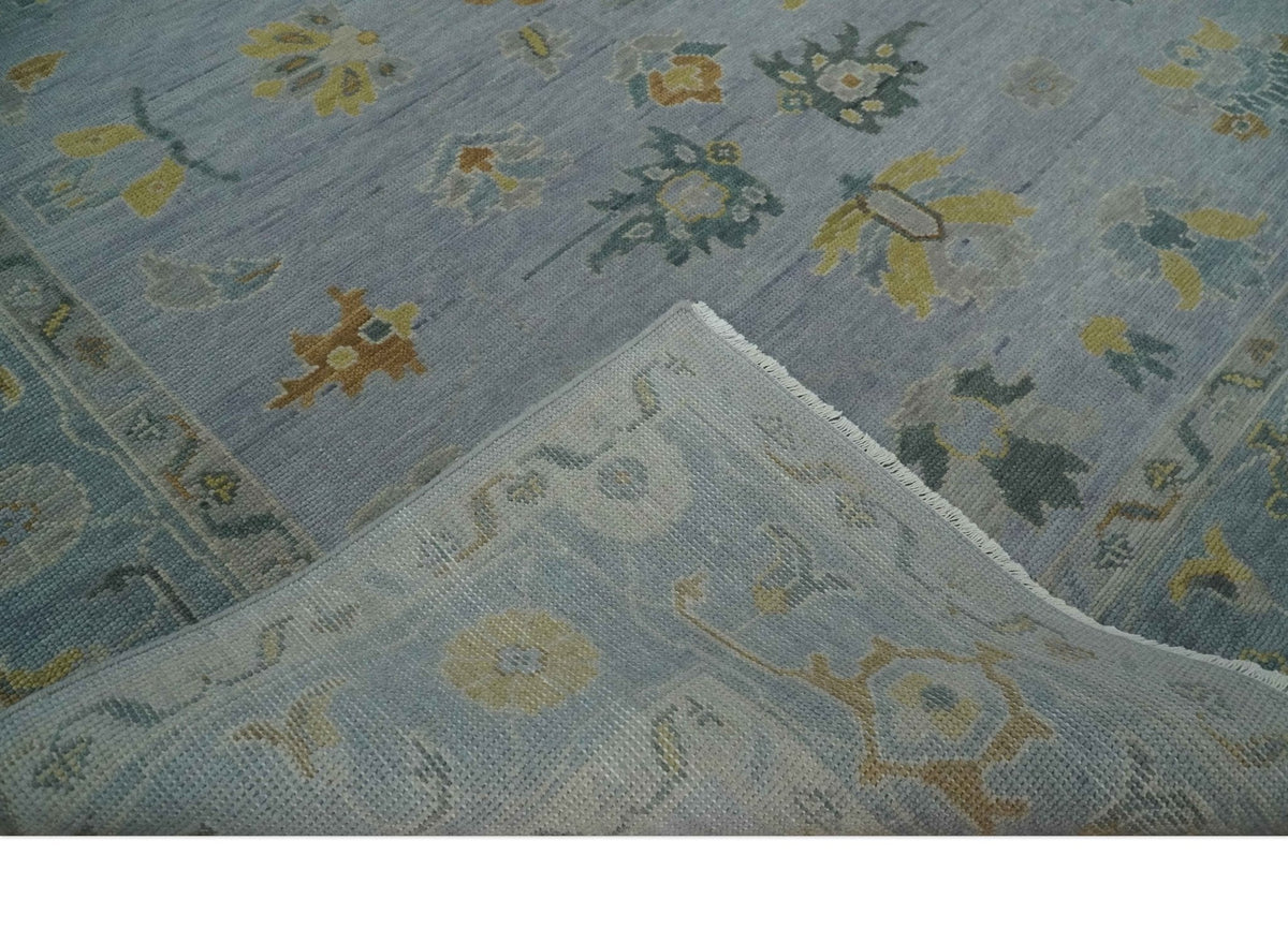 Antique Style Silver and Gray Traditional Hand knotted Oushak Custom Made wool Rug.
